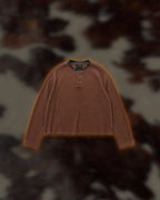 Cedar Henley in warm brown waffle knit, flatlay