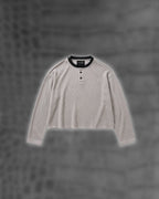 Stone Henley in washed grey waffle knit, flatlay