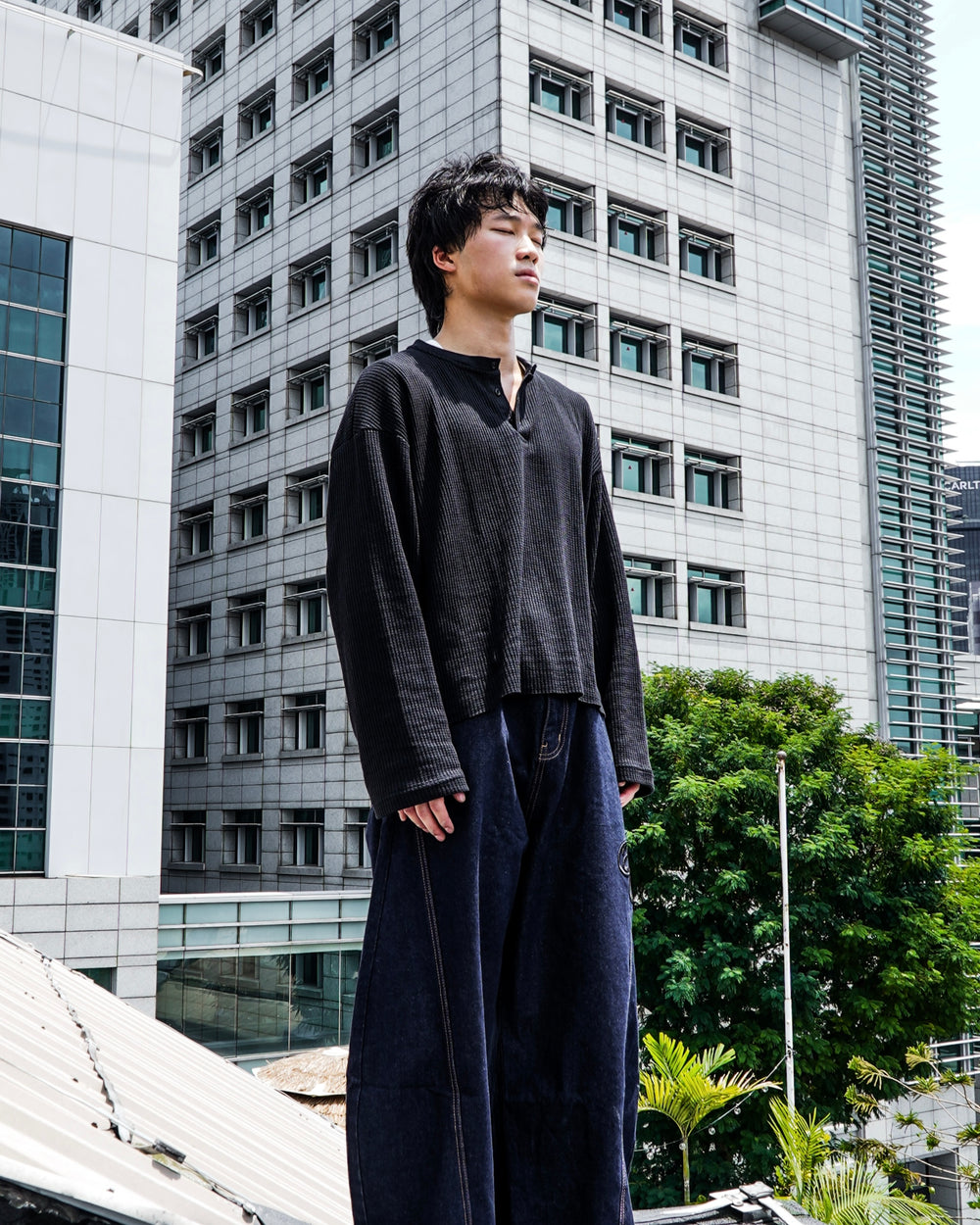 Box Henley - Charcoal