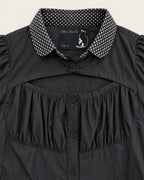 Cupcake Blouse polka-dot collar, cutout yoke and gathered bodice detail