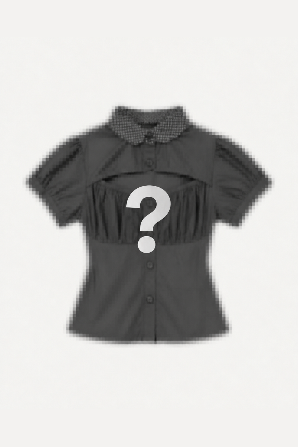Aston Abode Women's Mystery Top, pixelated front flat lay with a question mark