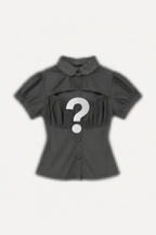 Aston Abode Women's Mystery Top, pixelated front flat lay with a question mark