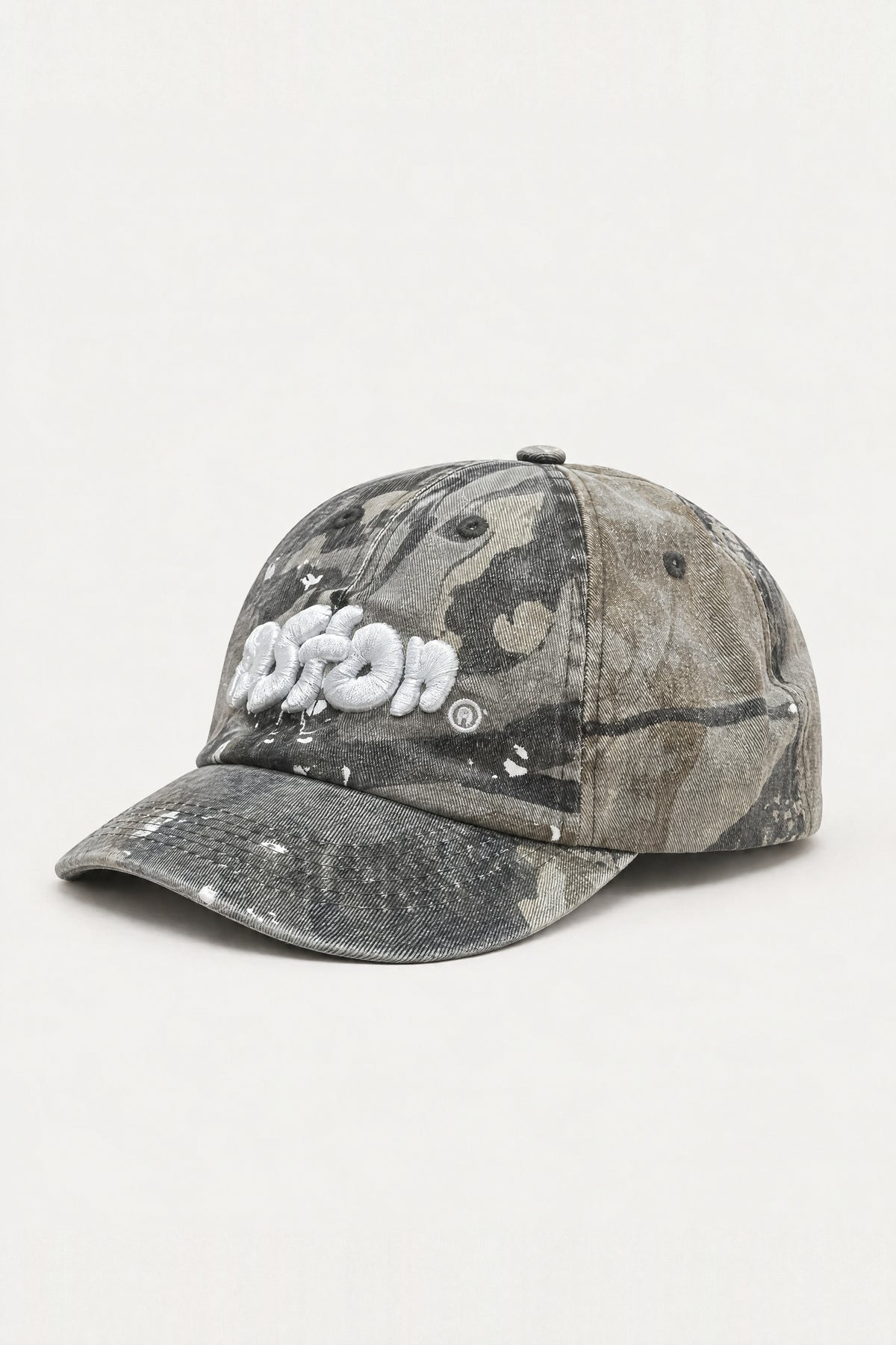 Aston Abode Staple Cap in Real Tree, side flat lay
