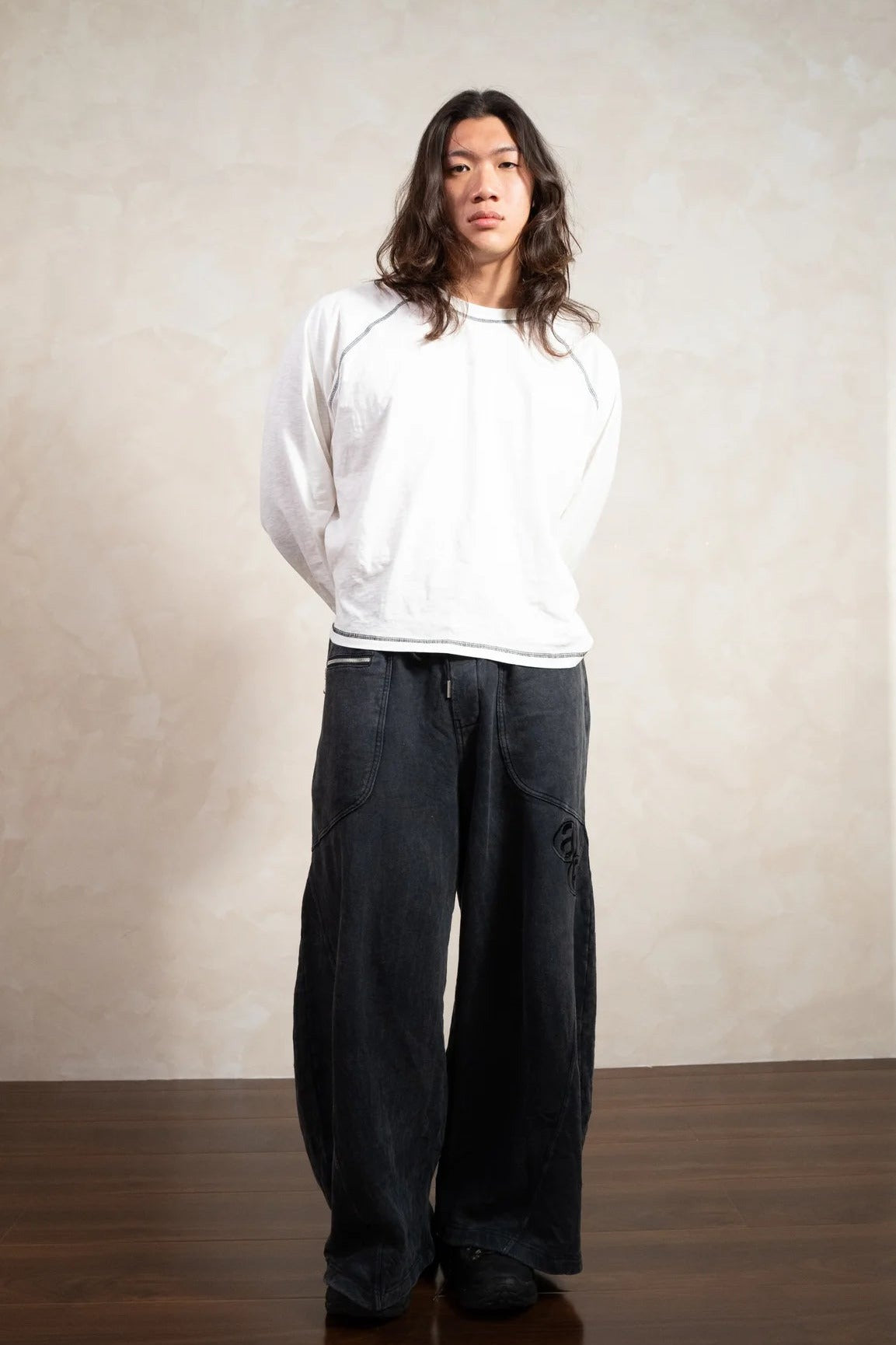 Aston Abode Aerostat Sweatpants, front view, full length, on male model