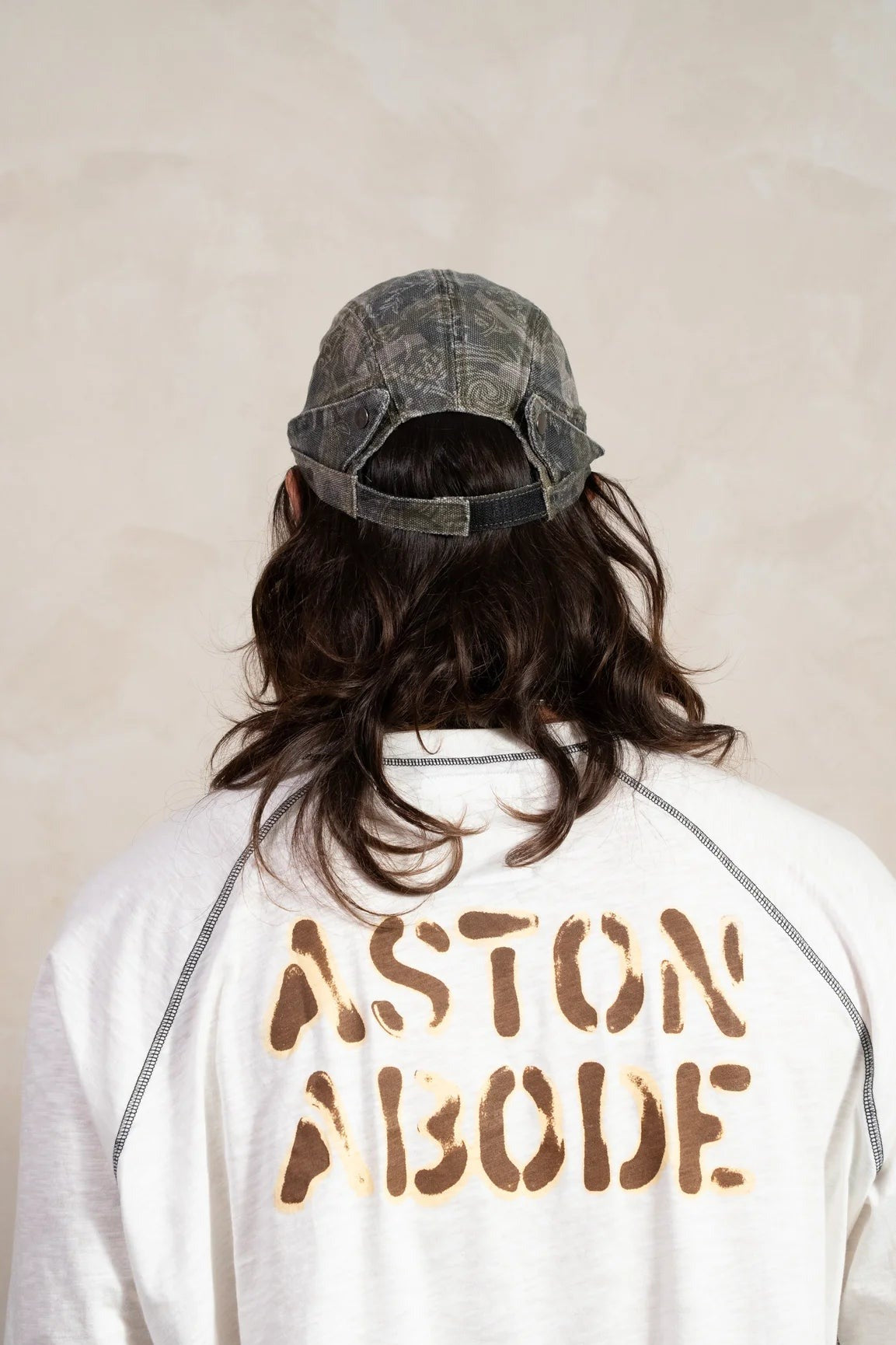 Aston Abode Banana Cap in Realtree, back view, worn