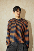 Aston Abode Box Henley in Negroni, front view, on male model