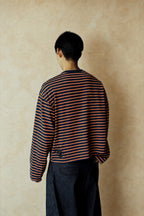Aston Abode Box Henley in Negroni, back view, on male model