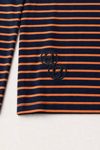 Aston Abode Box Henley in Negroni, monogram detail close-up
