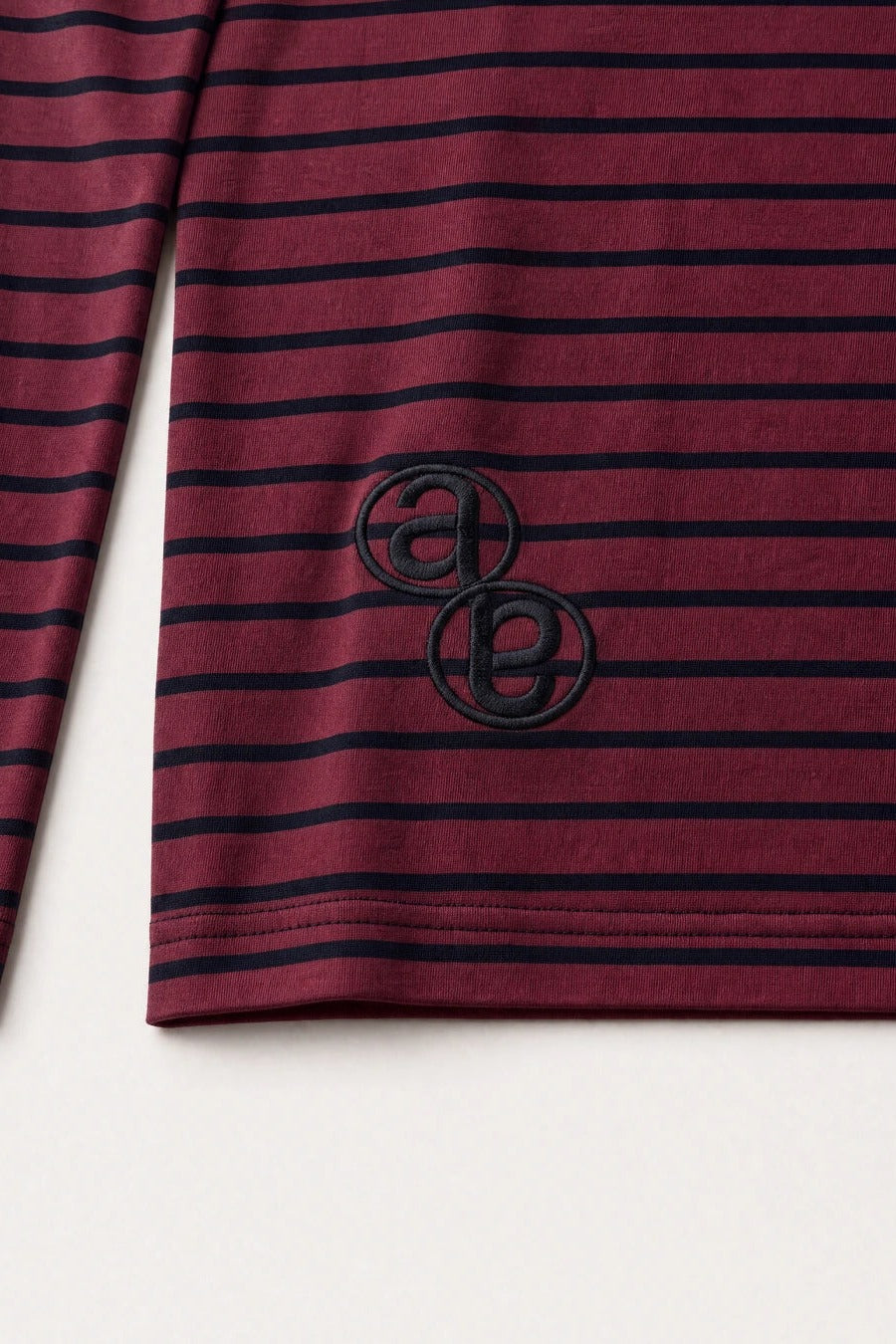 Aston Abode Box Henley in Wine, monogram detail close-up