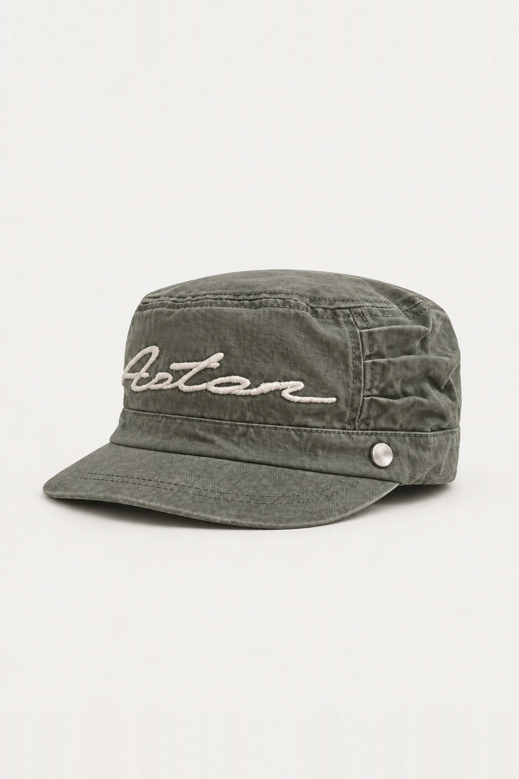 Aston Abode Field Kepi Cap, side flat lay