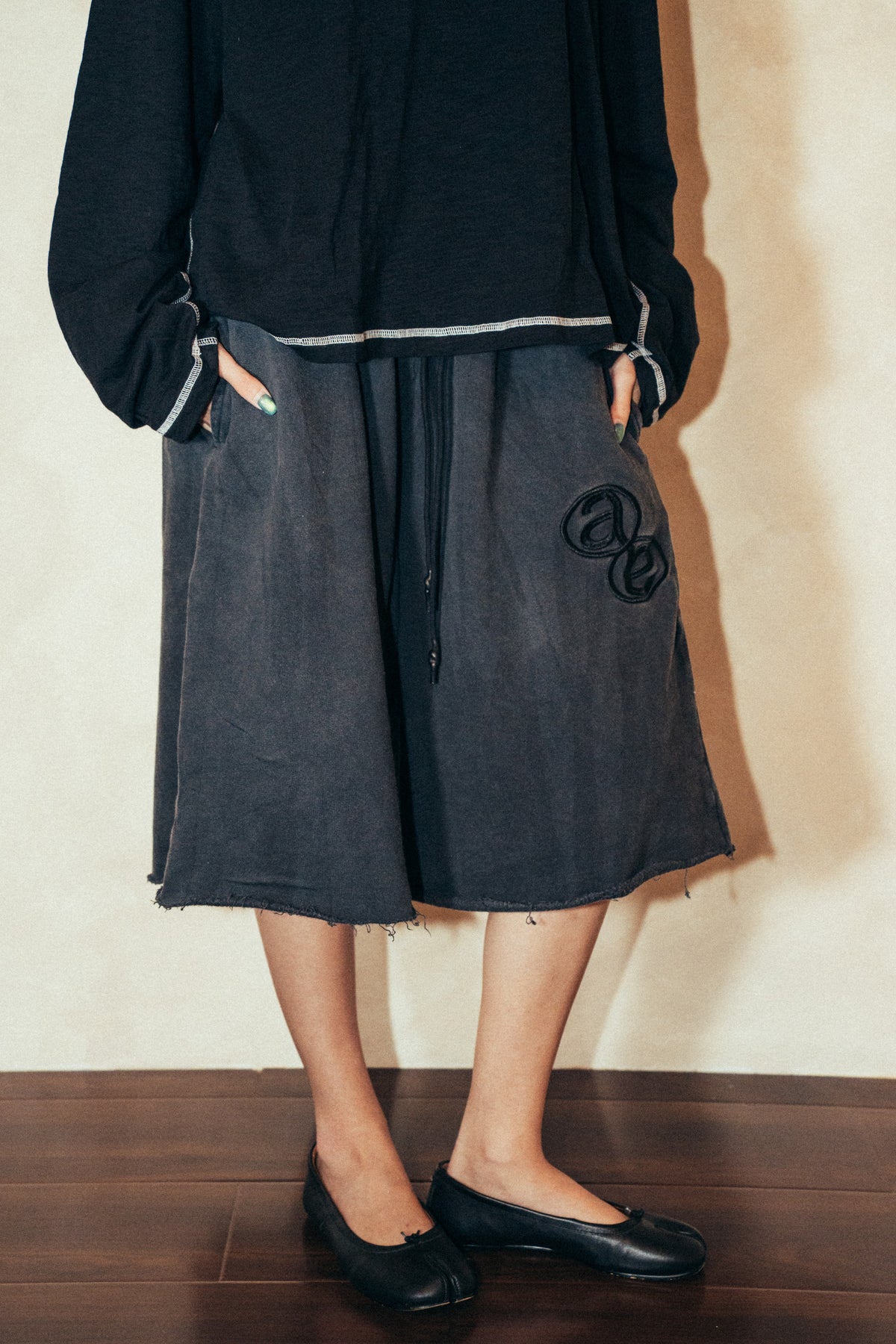 Aston Abode Lobby Shorts, front view, on female model