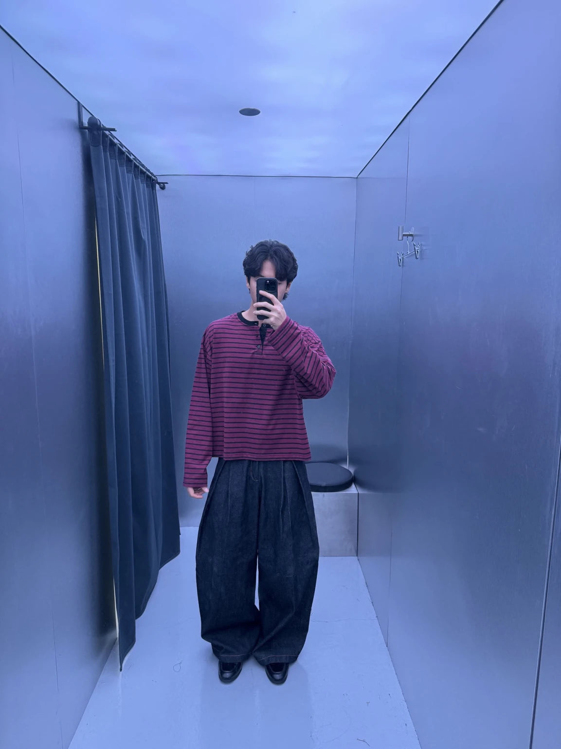 Look: Wine Henley with Gurkha Denim