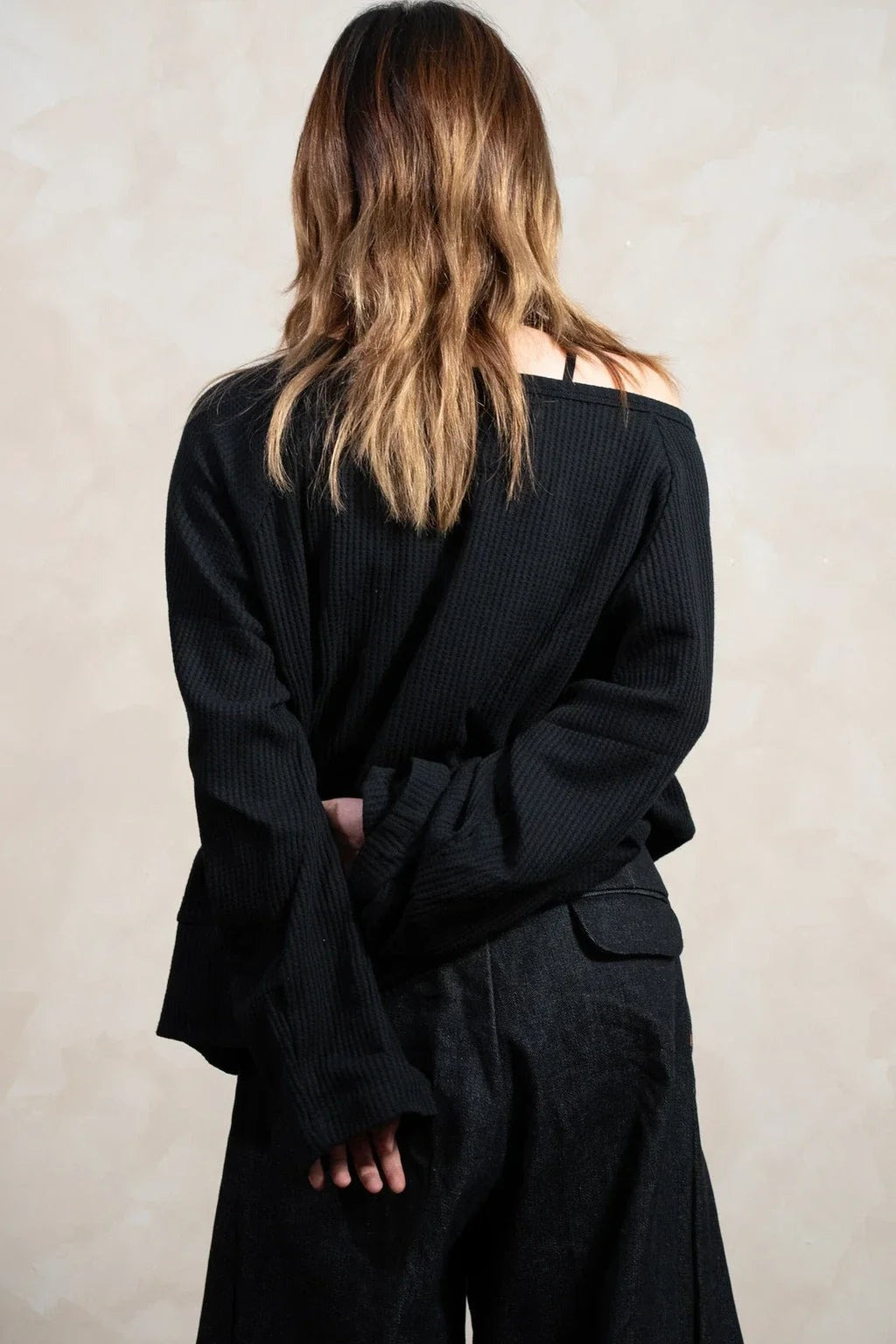 Aston Abode Open Shoulder Thermal, back view, on female model