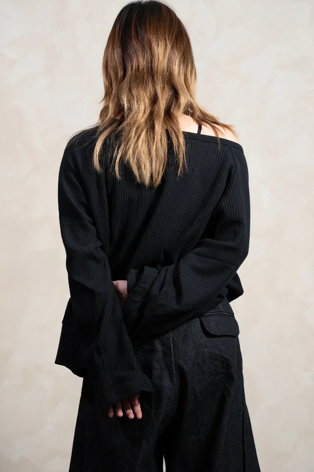 Aston Abode Open Shoulder Thermal, back view, on female model