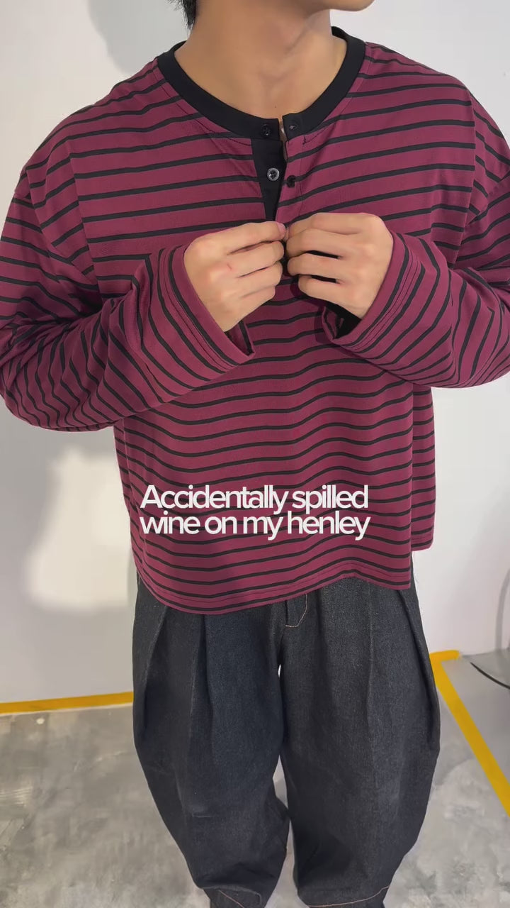 Wine Henley on-model drop reel