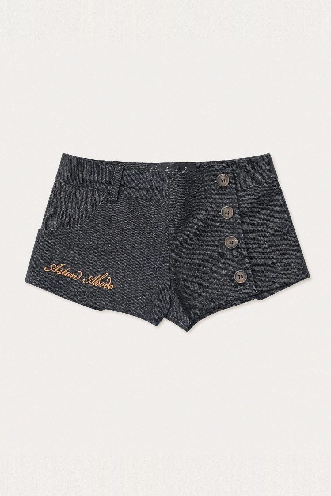 Aston Abode Sidebar Microshorts, front flat lay