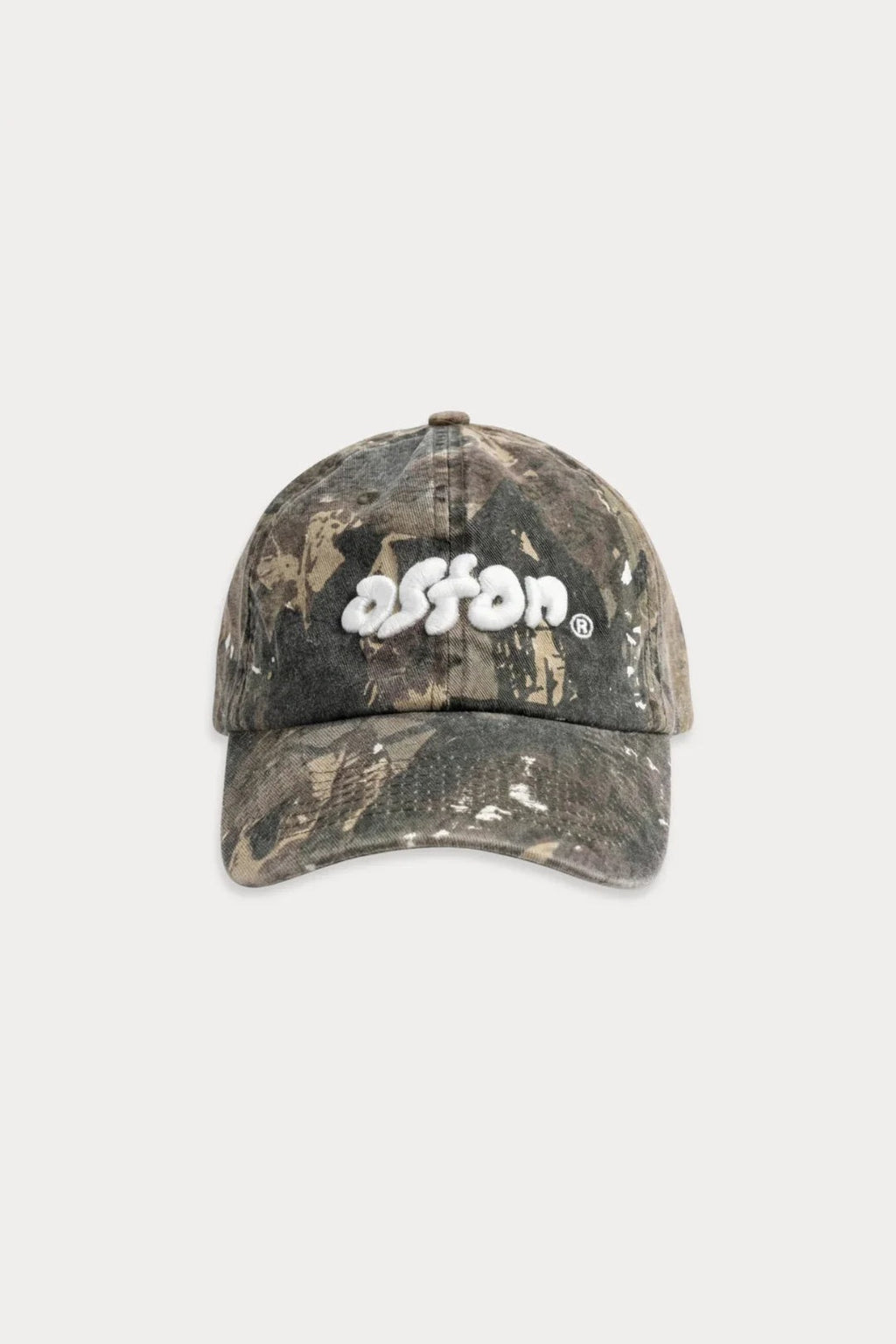 Aston Abode Staple Cap in Real Tree, front flat lay